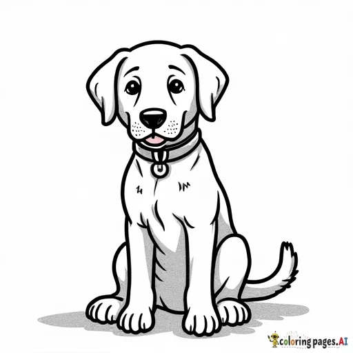 A birthday card coloring page for Gigi with a black lab that can be colored in