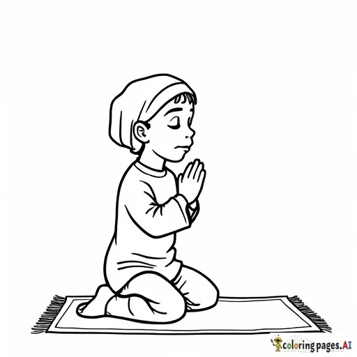 A child praying salah with a prayer mat.