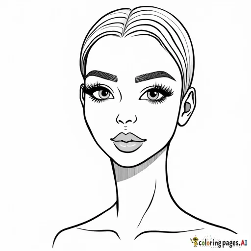 "Convert this portrait into a black-and-white coloring page with clear, smooth outlines. Keep the facial details minimal but recognizable. Use bold lines and avoid shading or unnecessary details