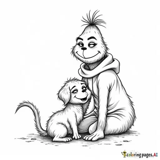 Cute female grinch underneath dog