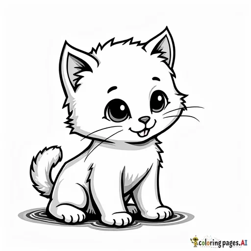 generate a cute kitten using line art. cut complicated