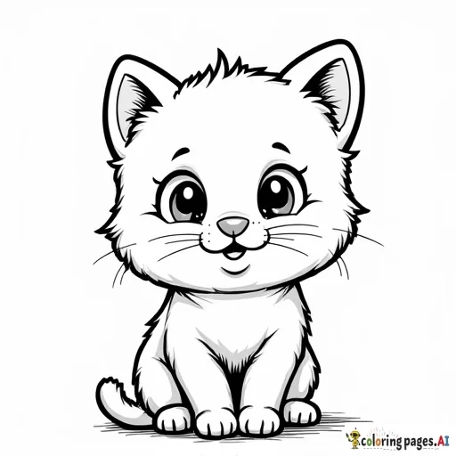 generate a cute kitten using line art. cut complicated