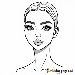 "Convert this portrait into a black-and-white coloring page with clear, smooth outlines. Keep the facial details minimal but recognizable. Use bold lines and avoid shading or unnecessary details
