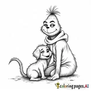 Cute female grinch underneath dog