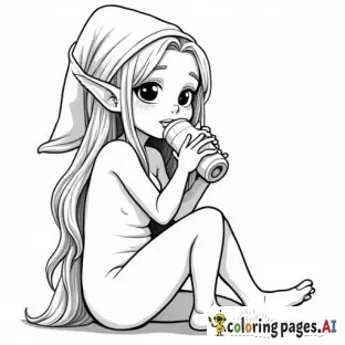 Cute teen elf girl nude, sucking on a dildo