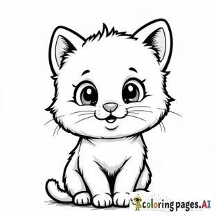 generate a cute kitten using line art. cut complicated