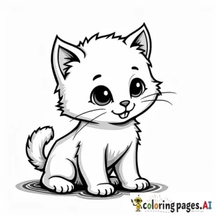 generate a cute kitten using line art. cut complicated
